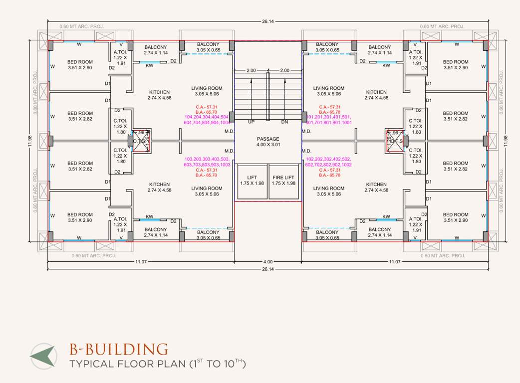  prayosha orchid Block B Cluster Plan from 1st to 10th Floor