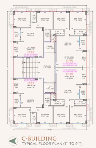  prayosha-orchid Block C Cluster Plan from 1st to 9th Floor