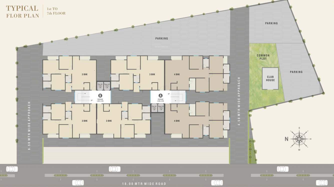  shivalay luxuria A To B Cluster Plan From 1st To 7th Floor