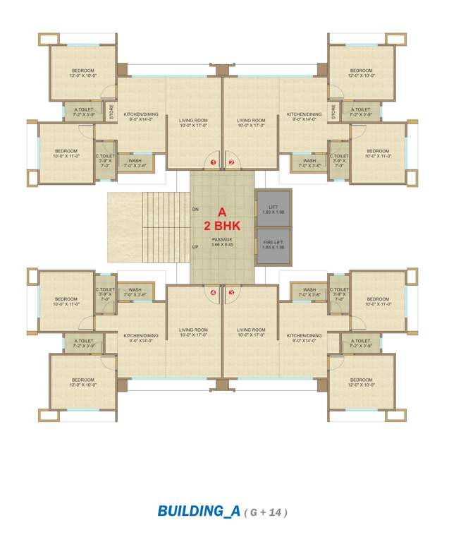  laxminarayan sky Block A Cluster Plan for Typical Floor