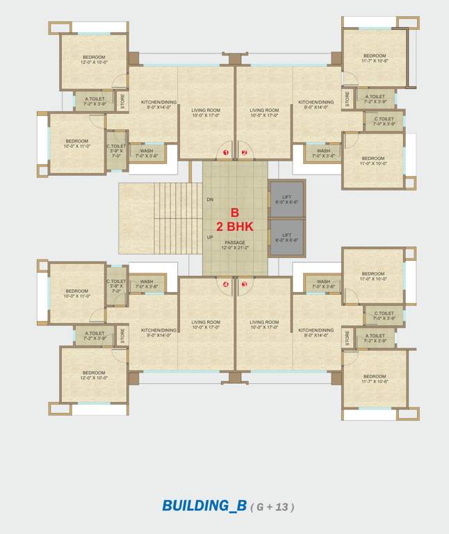  laxminarayan sky Block B Cluster Plan for Typical Floor