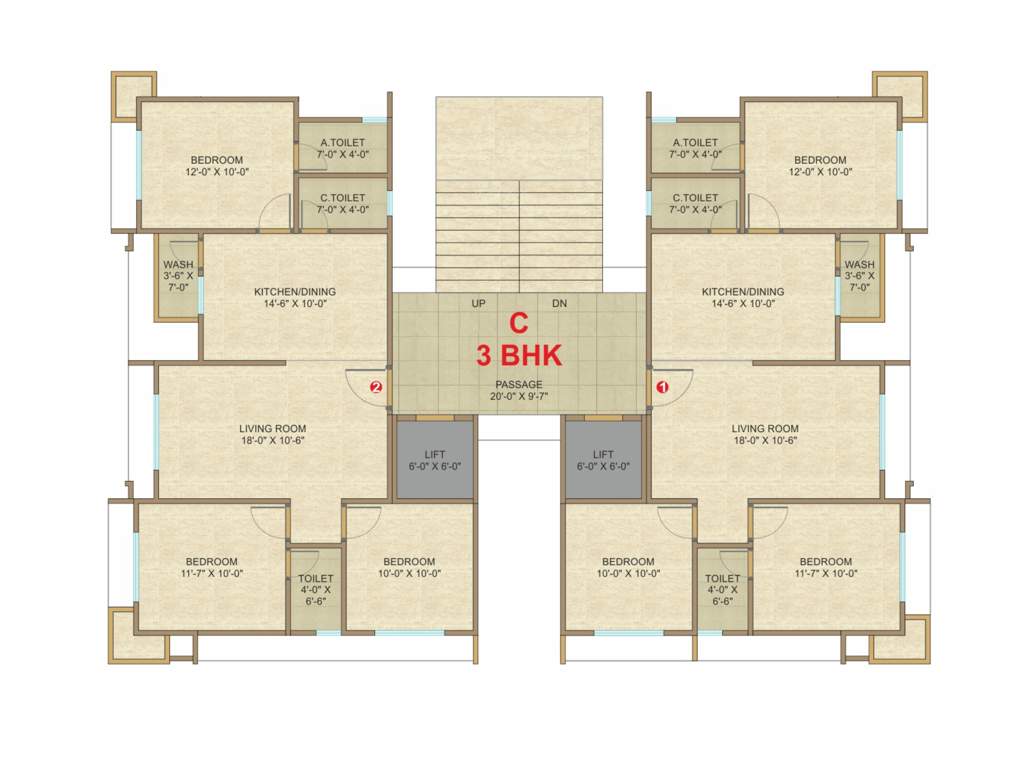  laxminarayan sky Block C Cluster Plan for Typical Floor