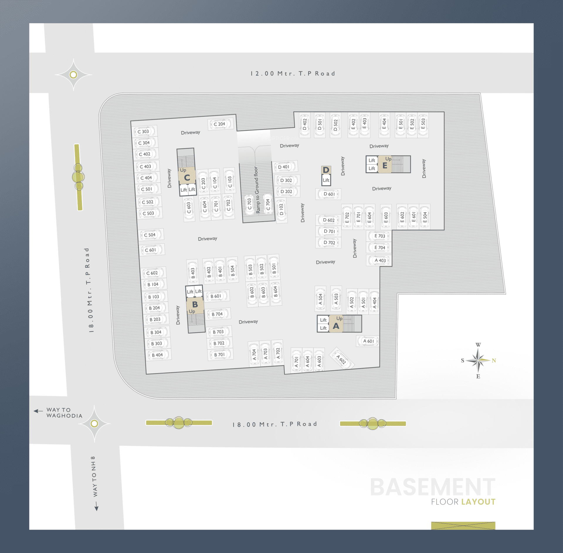  the-splendid Block A To E Cluster Plan for Basement Floor