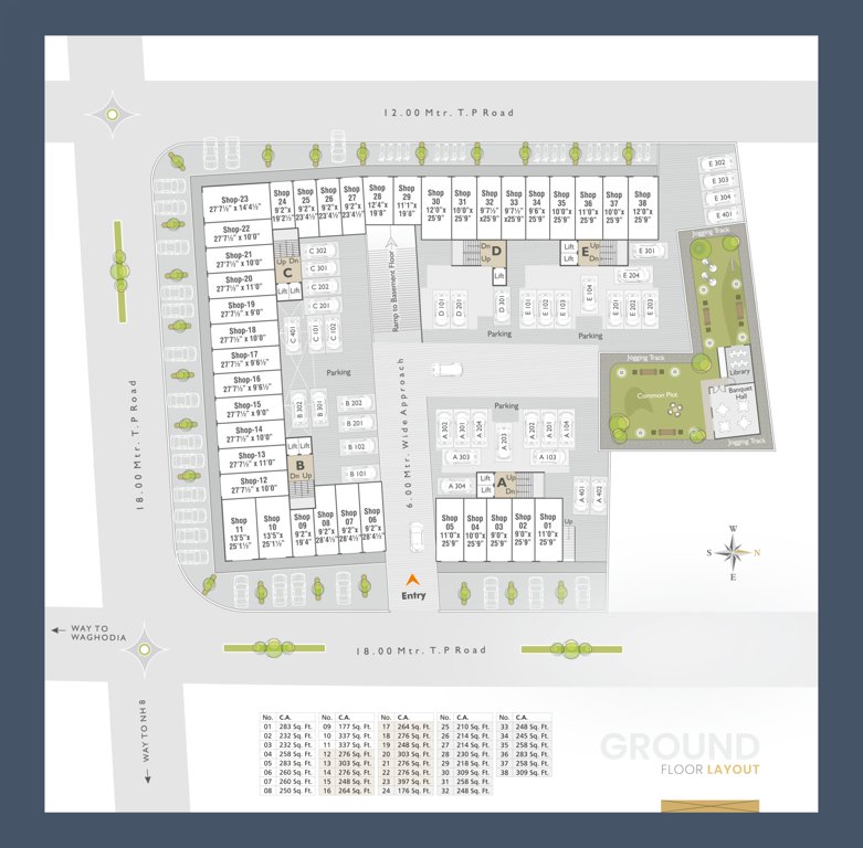 the splendid Block A To E Cluster Plan for ground Floor