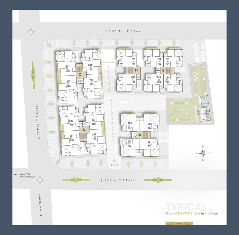 the splendid Block A To E Cluster Plan for Typical Floor