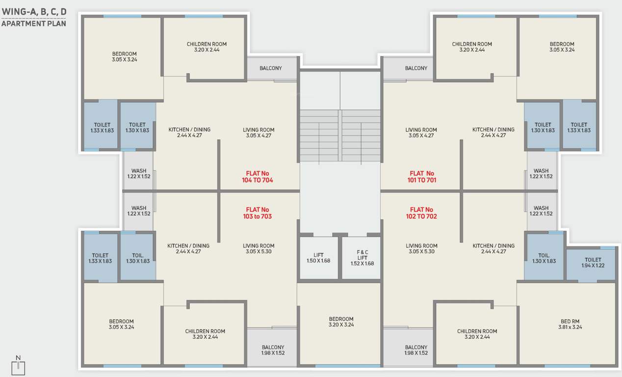 westgate nobella Tower A, Tower B, Tower C, Tower D  Cluster Plan from 1st to 7th Floor