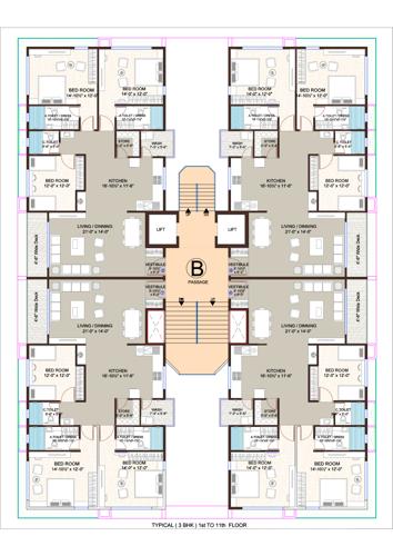  the-ultima Block B Cluster Plan from 1st to 11th Floor