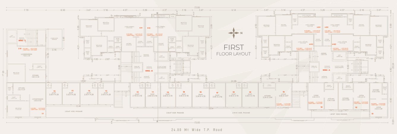 vallabh heights Block A And C Cluster Plan for 1st Floor