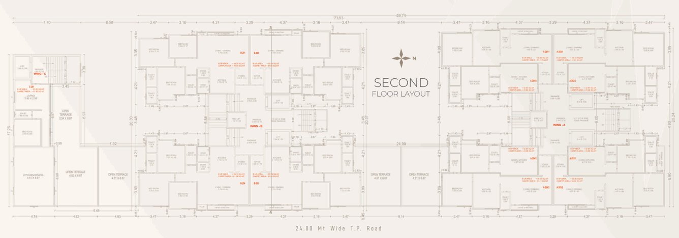 vallabh heights Block A And C Cluster Plan for 2nd Floor