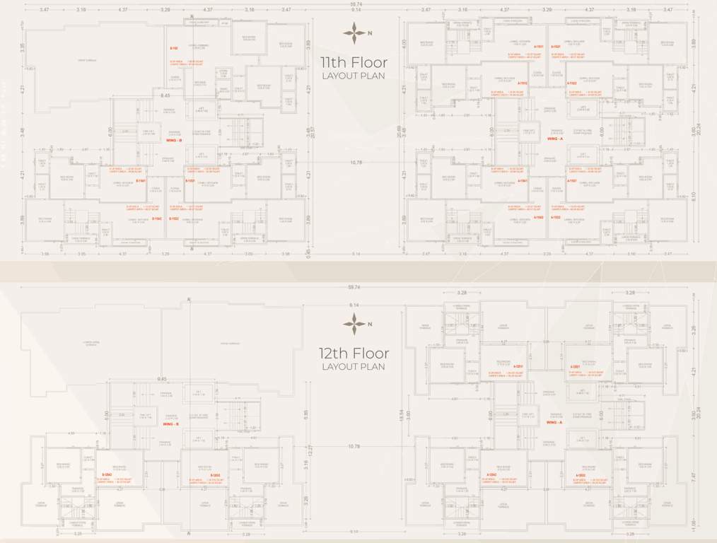 vallabh heights Block A And C Cluster Plan from 11th to 12th Floor