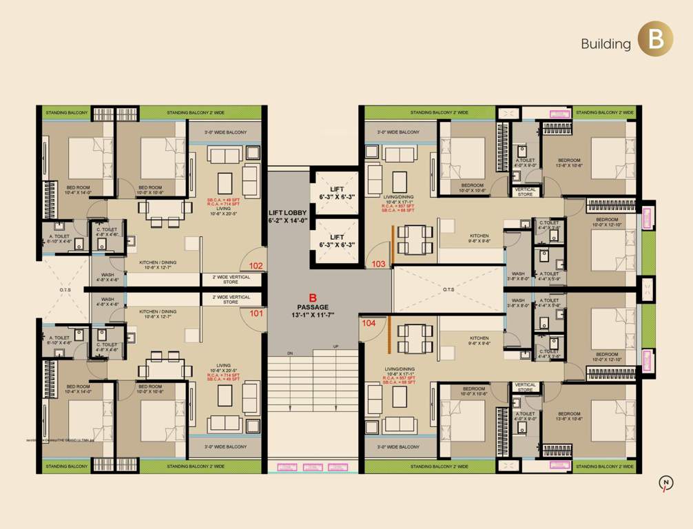  the grand ultima Block B Cluster Plan from 1st to 13th Floor