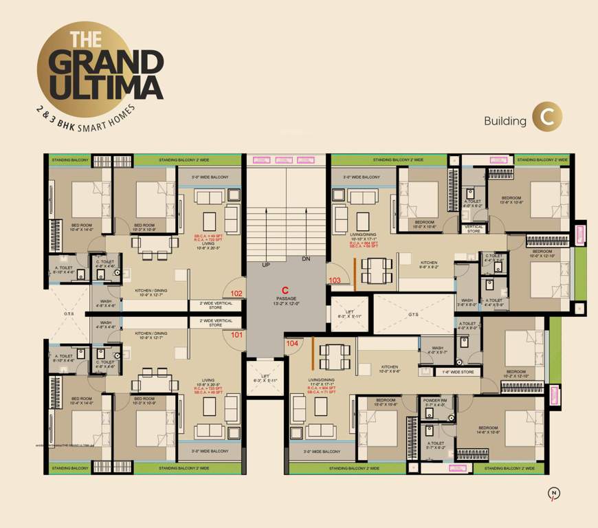  the grand ultima Block C Cluster Plan from 1st to 13th Floor