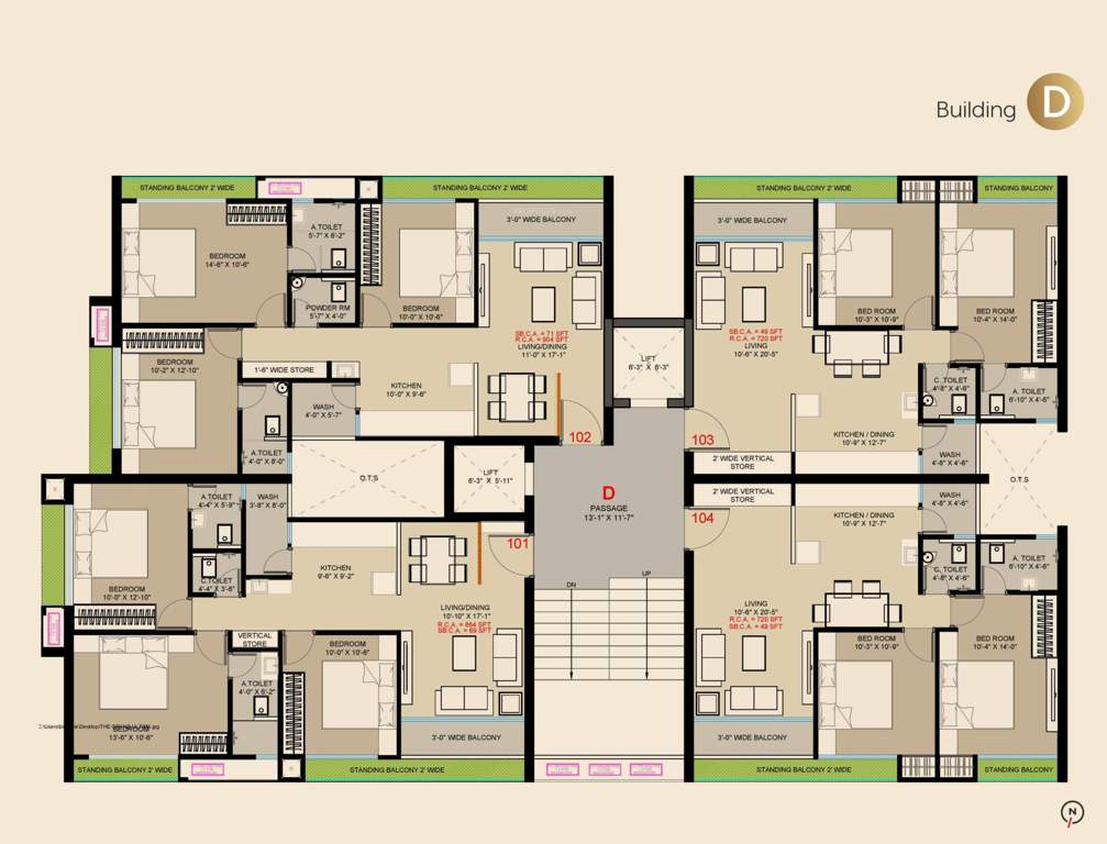  the grand ultima Block D Cluster Plan from 1st to 13th Floor