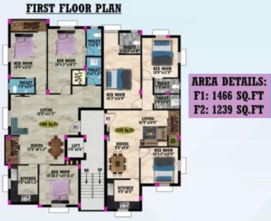  hari priya appartments Hari Priya Appartments Cluster Plan For 1st Floor