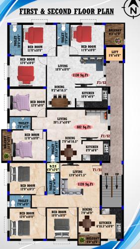  janani-appartments Janani Appartments Cluster Plan from 1st to 2nd Floor