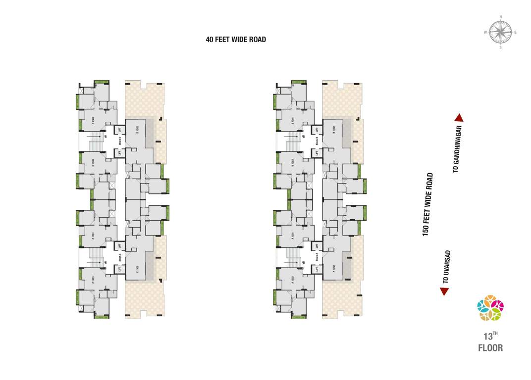  the spenta suraj Block A , Block B, Block C, Block D Cluster Plan for 13th Floor