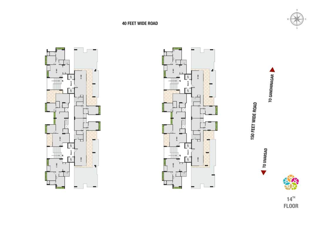  the spenta suraj Block A, Block B, Block C, Block D Cluster Plan for 14th Floor