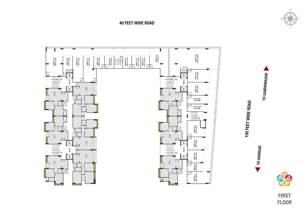  the spenta suraj Block A , Block B, Block C, Block D Cluster Plan for 1st Floor