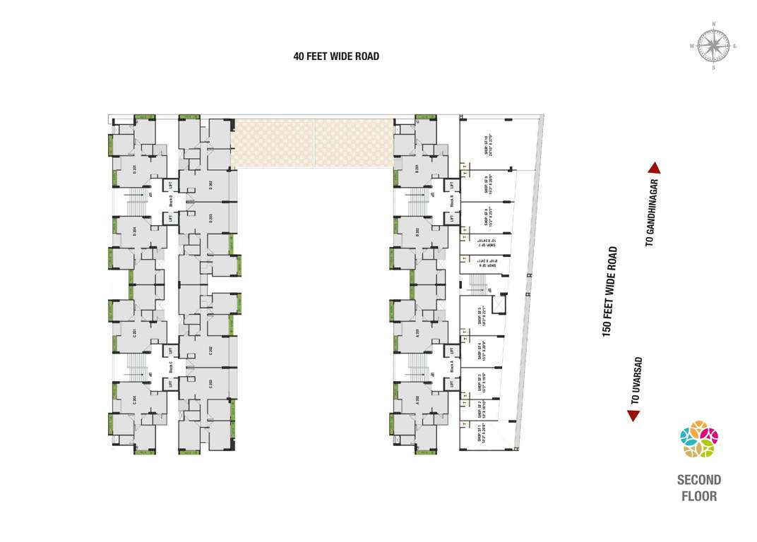  the spenta suraj Block A , Block B, Block C, Block D Cluster Plan for 2nd Floor