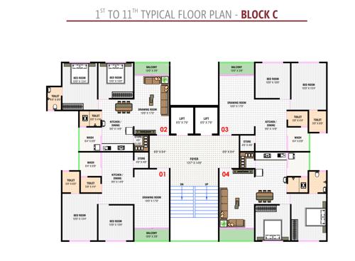  vedant-antilia Block B C Cluster Plan from 1st to 11th Floor