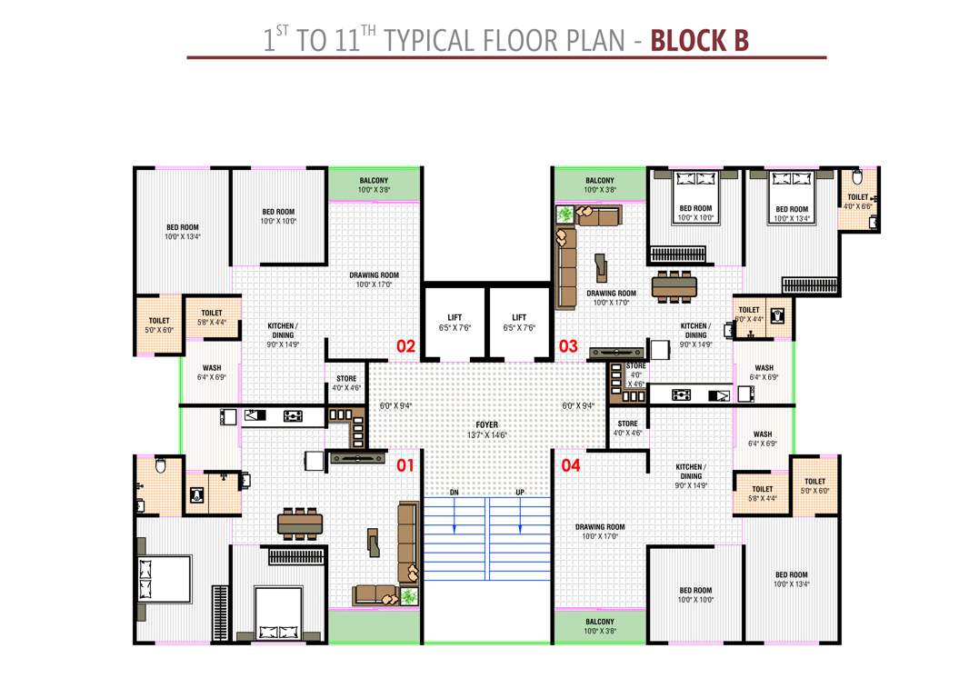  vedant antilia Block B C Cluster Plan from 1st to 11th Floor