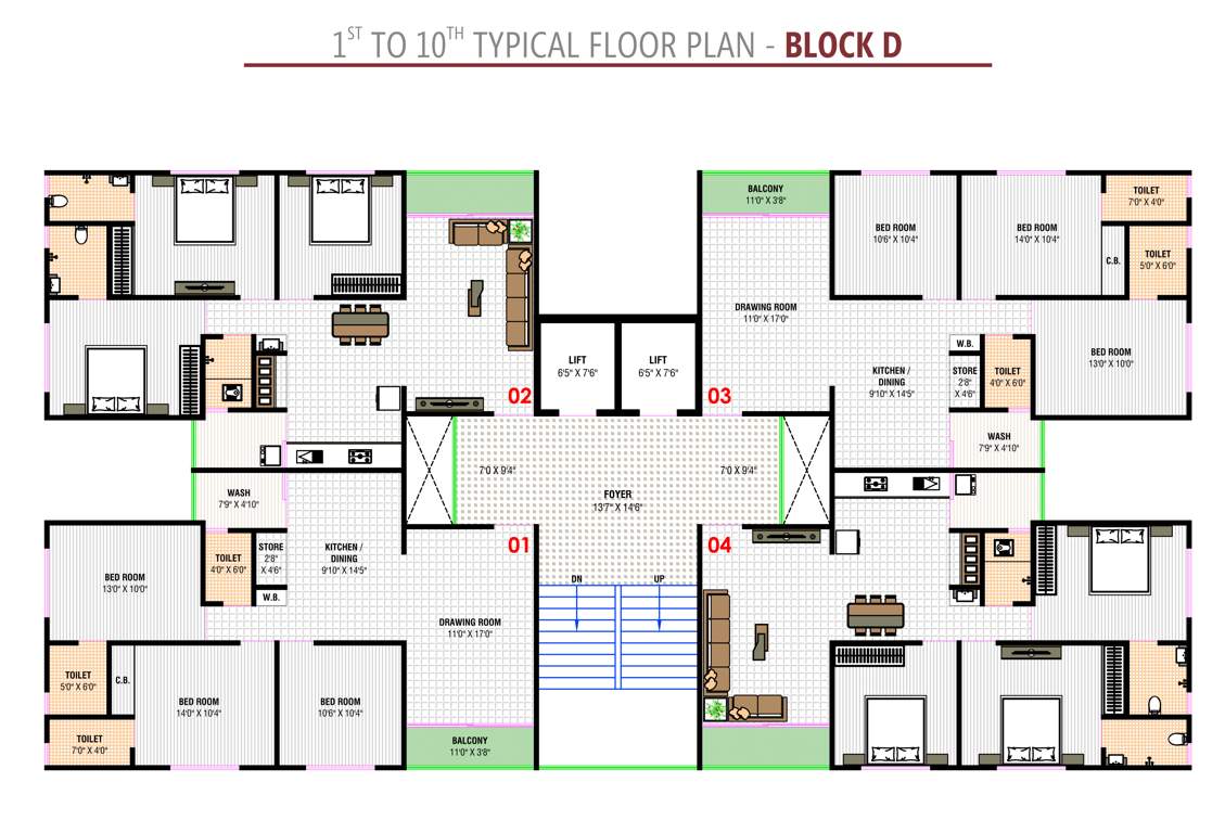  vedant antilia Block D Cluster Plan from 1st to 11th Floor