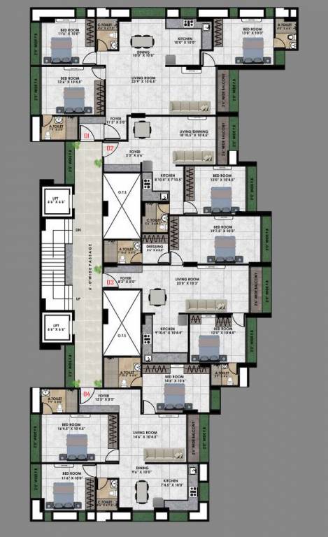  avenue Avenue Cluster Plan For 3rd Floor