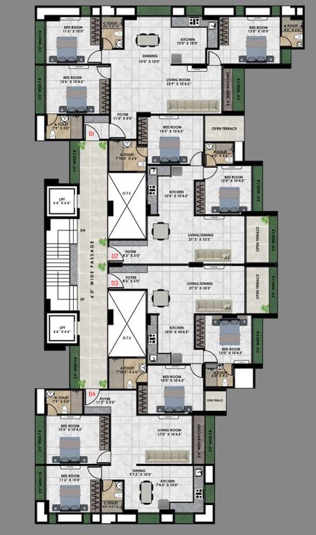  avenue Avenue Cluster Plan For 4th Floor