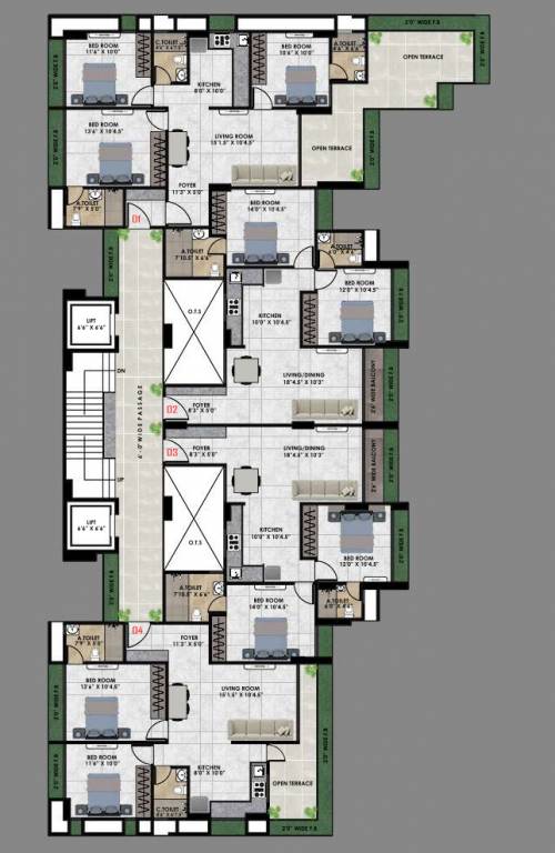  avenue Avenue Cluster Plan For 5th Floor