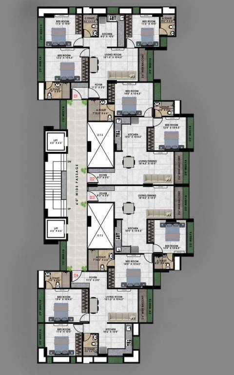  avenue Avenue Cluster Plan From 6th To 7th Floor