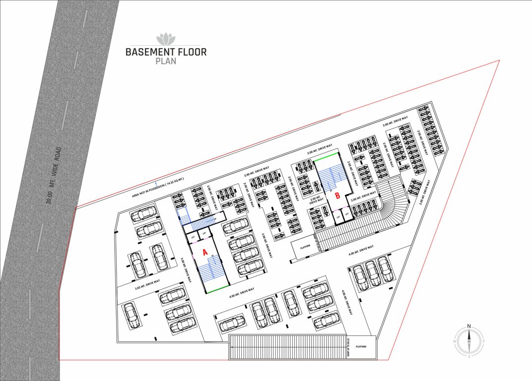  vatika Block A & B Basement Floor Cluster Plan