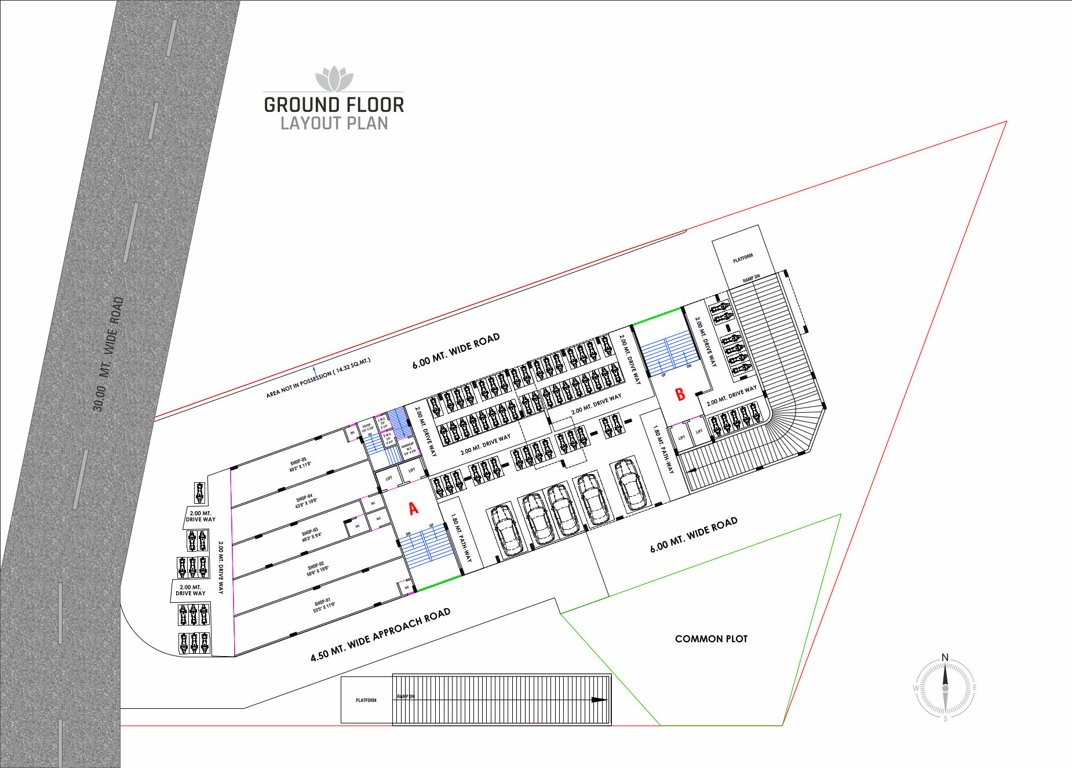  vatika Block A & B Ground Floor Cluster Plan