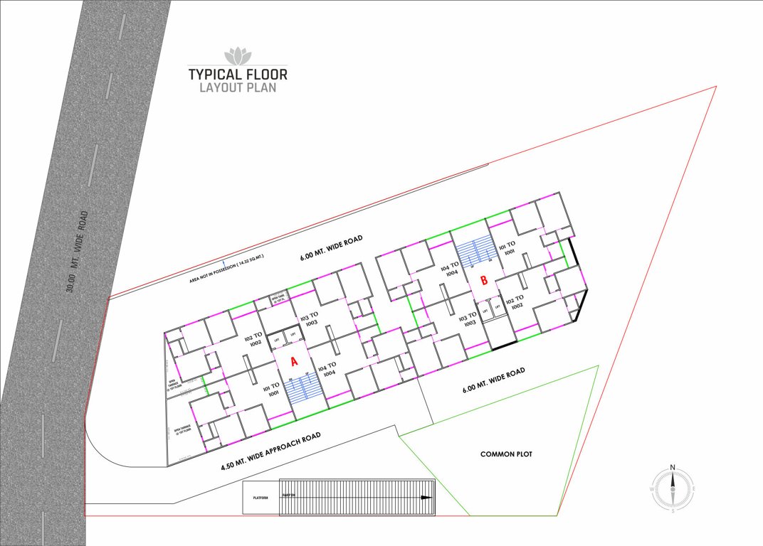  vatika Block A & B Typical Floor Cluster Plan