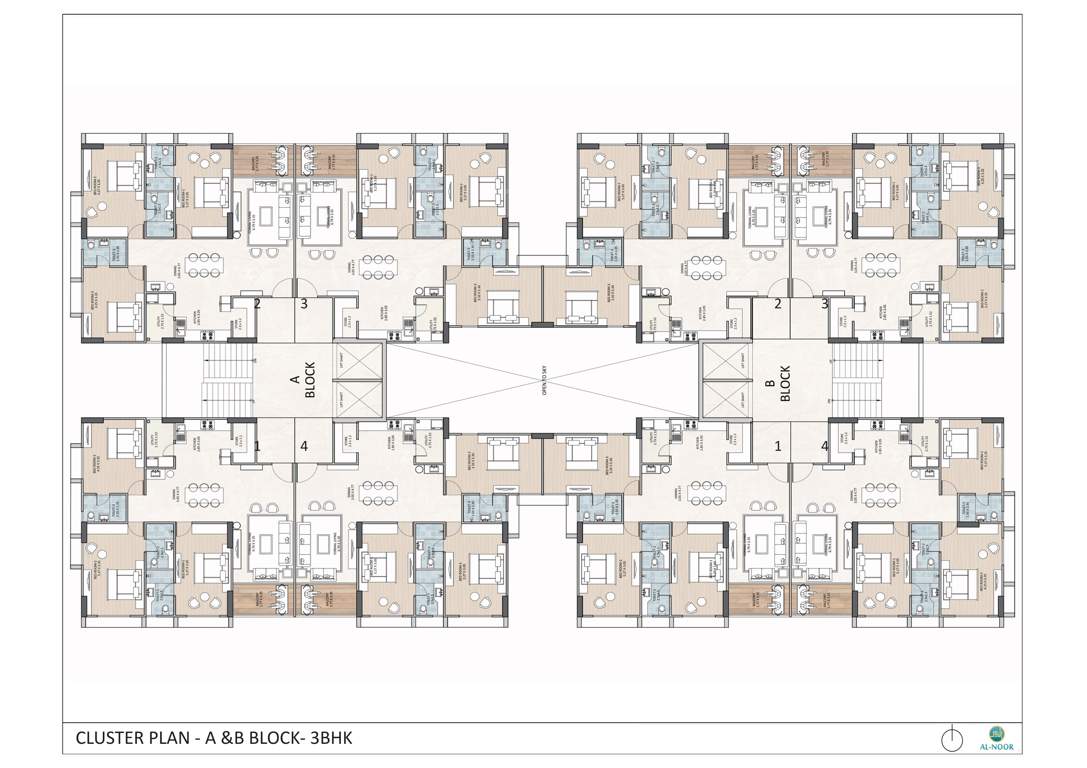  al noor Block A And B Cluster Plan from 2nd to 13th Floor