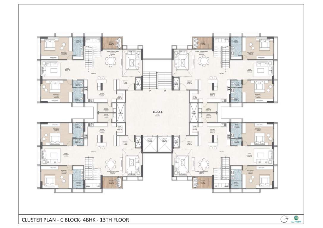  al noor Block C Cluster Plan for 13th Floor