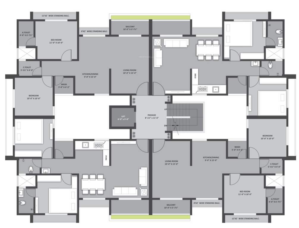  uma park mangalam park bldg u Uma Park Mangalam Park Bldg U Cluster Plan For Typical Floor Plan