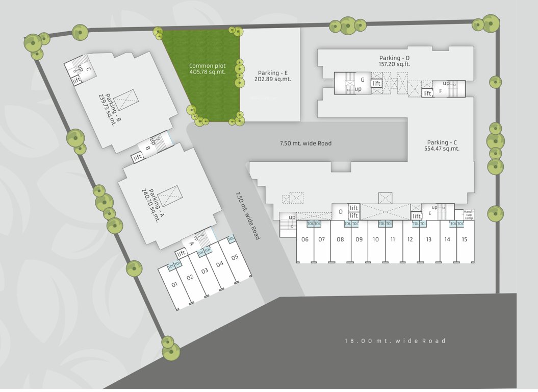  om heights Block A,B,C,D,E,F,G Cluster Plan For Ground Floor