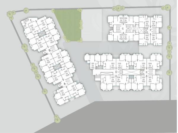  om-heights Block A,B,C,D,E,F,G Cluster Plan For Typical Floor Plan