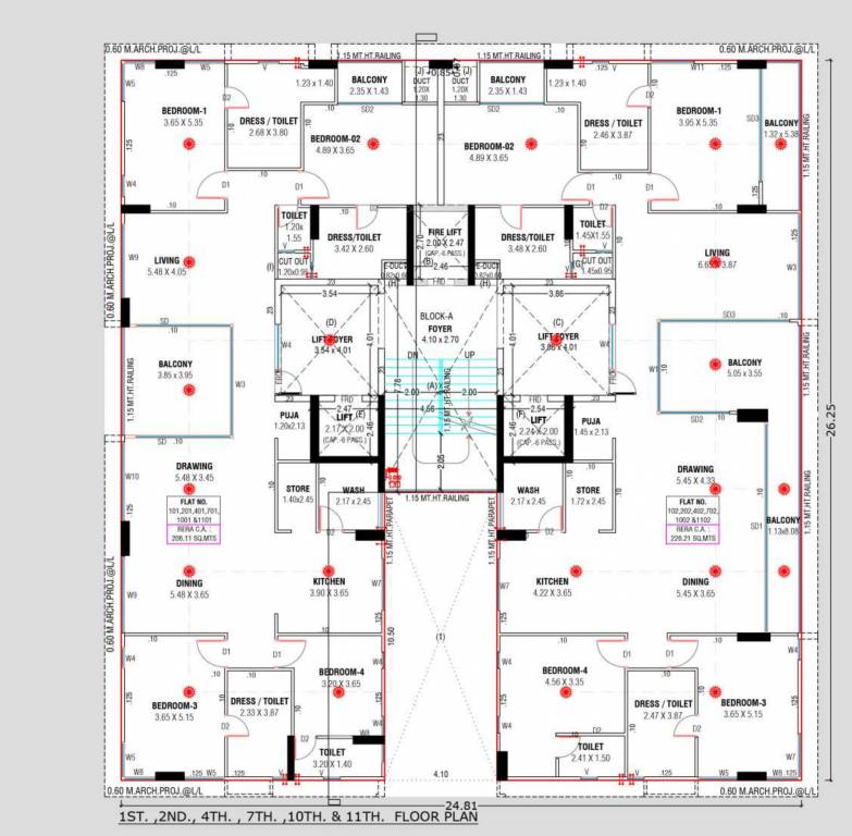  alphabet b Block A Cluster Plan for Typical Floor