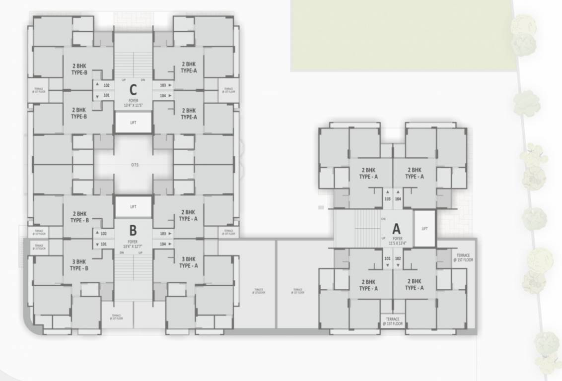  shashwat heights Block A,B & C Cluster Plan for 1st Floor