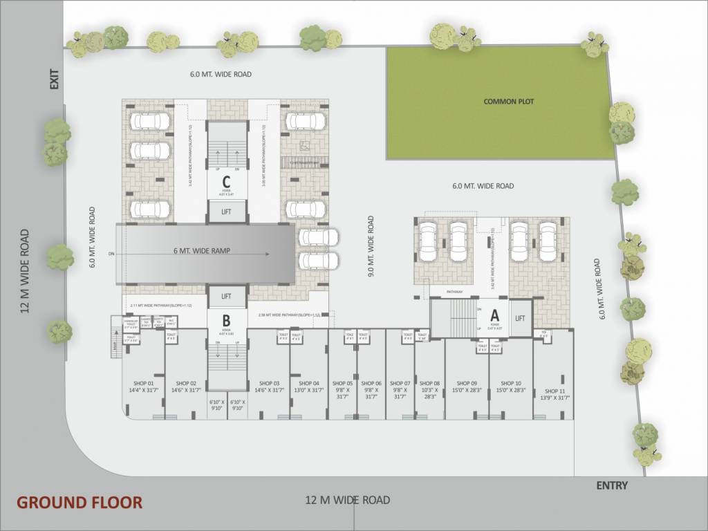  shashwat heights Block A,B & C Ground Floor  Cluster Plan