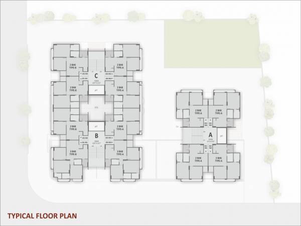  shashwat-heights Block A,B & C Typical Floor Cluster Plan