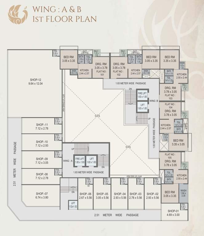  vaikunthdham chsl Block A & B Cluster Plan for 1st Floor