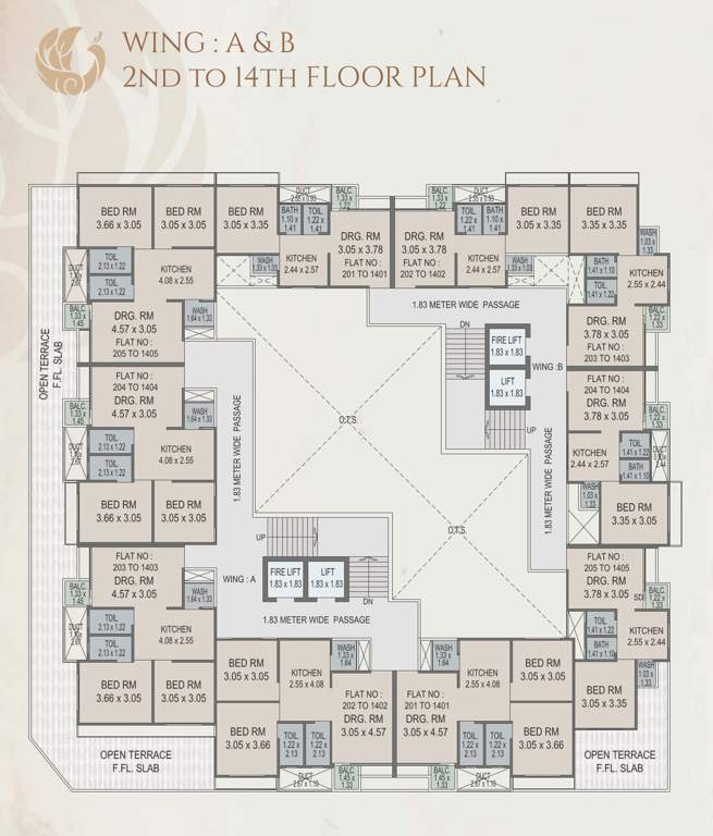 vaikunthdham chsl Block A & B  Cluster Plan from 2nd to 14th Floor