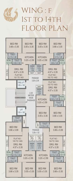  vaikunthdham chsl Block F Cluster Plan from 1st to 14th Floor