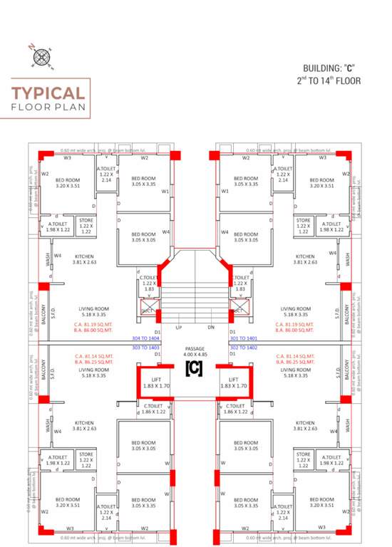 green view heights Block C Cluster Plan from 2nd to 14th Floor