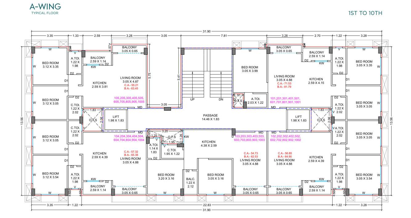  prayosha shine Block A Cluster Plan from 1st to 10th Floor