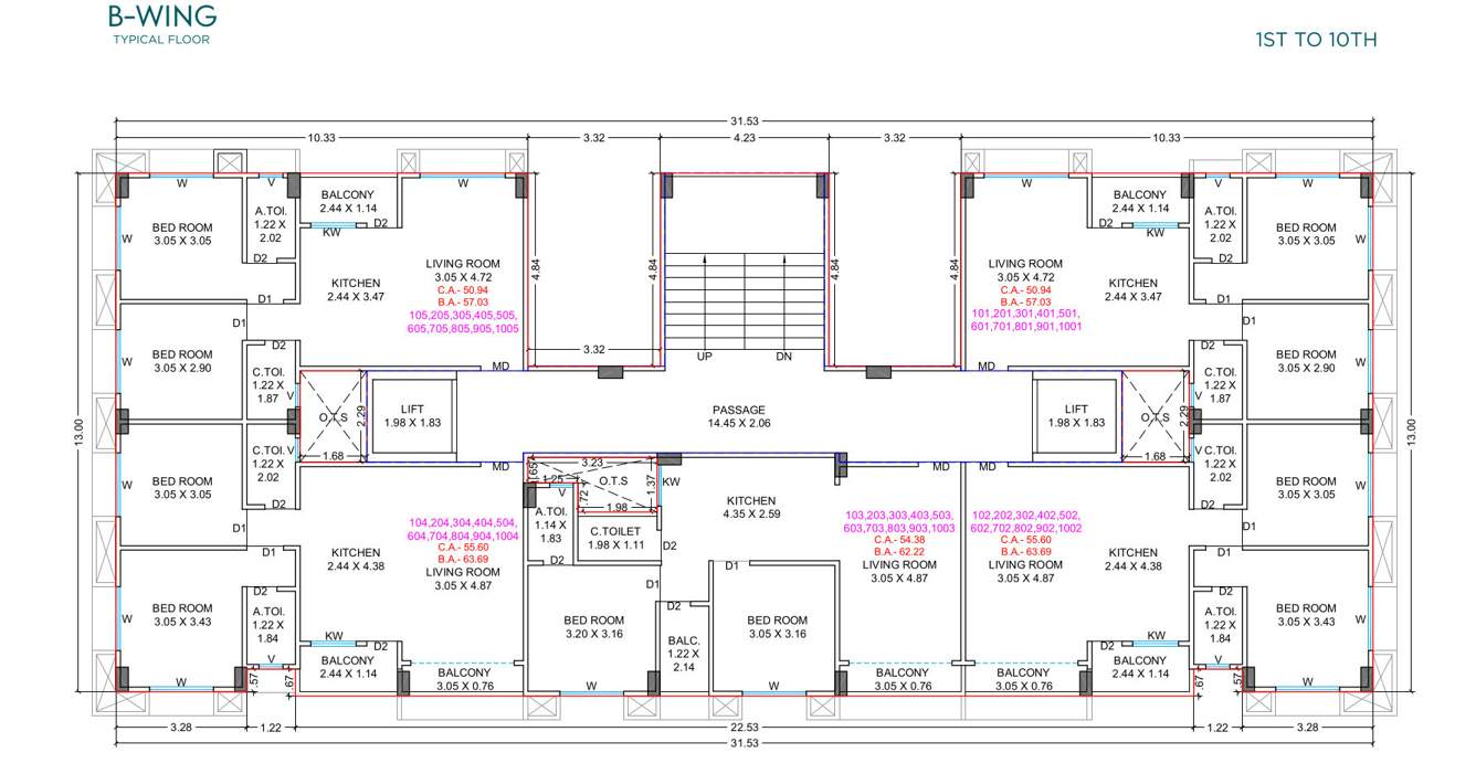  prayosha shine Block B Cluster Plan from 1st to 10th Floor
