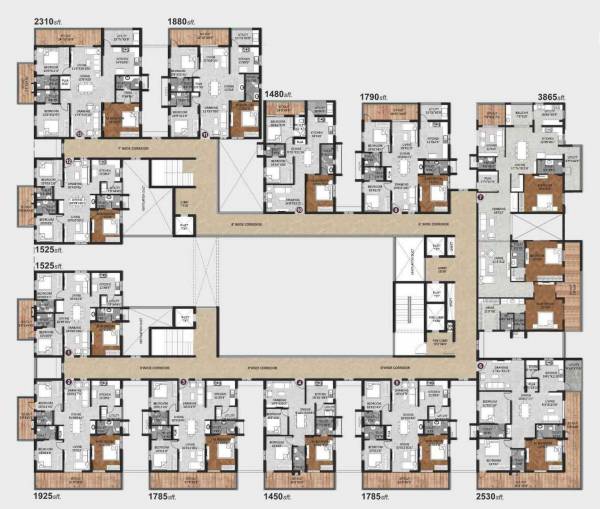  vihaan-shikhara Block B Cluster Plan For Typical Floor Plan