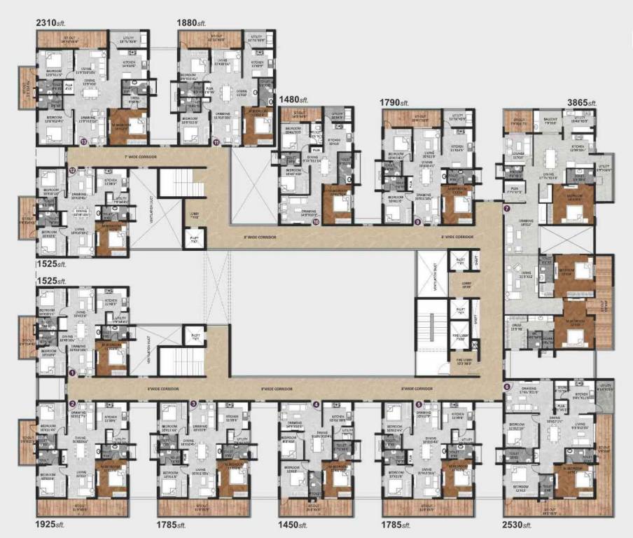  vihaan shikhara Block B Cluster Plan For Typical Floor Plan